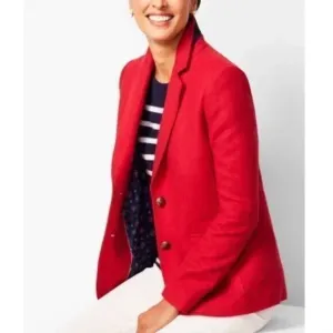 Talbots Red Shetland Wool Blend Jacket Blazer Size 2
