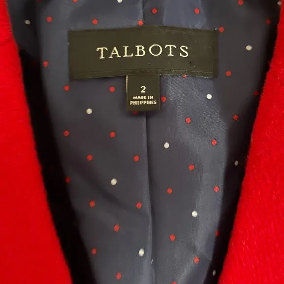 Talbots Red Shetland Wool Blend Jacket Blazer Size 2