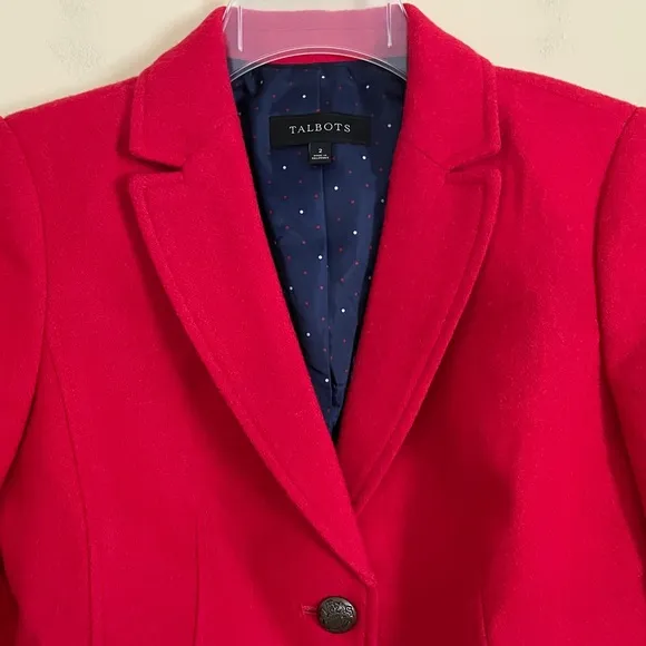 Talbots Red Shetland Wool Blend Jacket Blazer Size 2