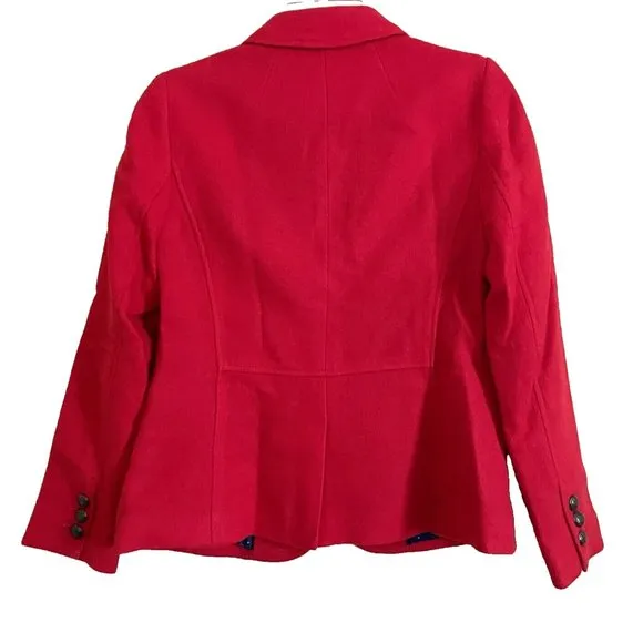 Talbots Red Shetland Wool Blend Jacket Blazer Size 2