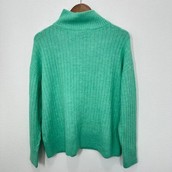 Talbots Size Large Cable Knit Half-Zip Sweater Soft Jade Cozy Soft Casual
