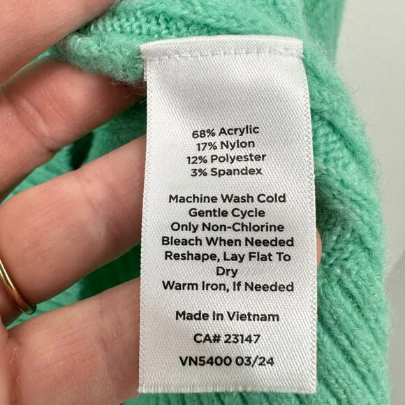 Talbots Size Large Cable Knit Half-Zip Sweater Soft Jade Cozy Soft Casual