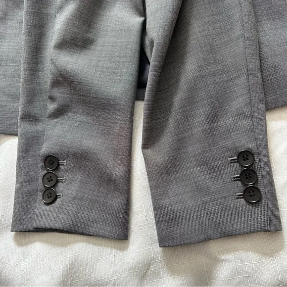 Talbots Two Button Notched Collar Wool Blend Gray White Career NWT Blazer size 8