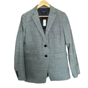 Talbots Two Button Notched Collar Wool Blend Gray White Career NWT Blazer size 8