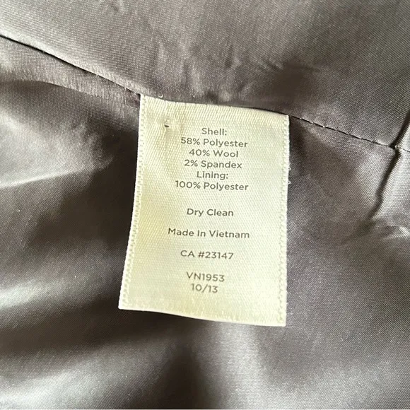 Talbots Two Button Notched Collar Wool Blend Gray White Career NWT Blazer size 8