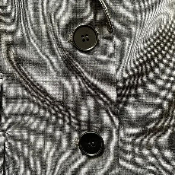 Talbots Two Button Notched Collar Wool Blend Gray White Career NWT Blazer size 8