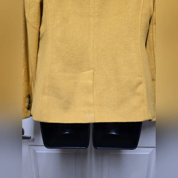 Talbots Womens 6 Wool Blend Blazer Jacket Yellow Lapel Coat Fully Lined