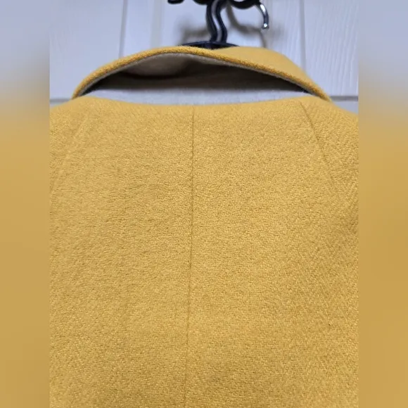 Talbots Womens 6 Wool Blend Blazer Jacket Yellow Lapel Coat Fully Lined