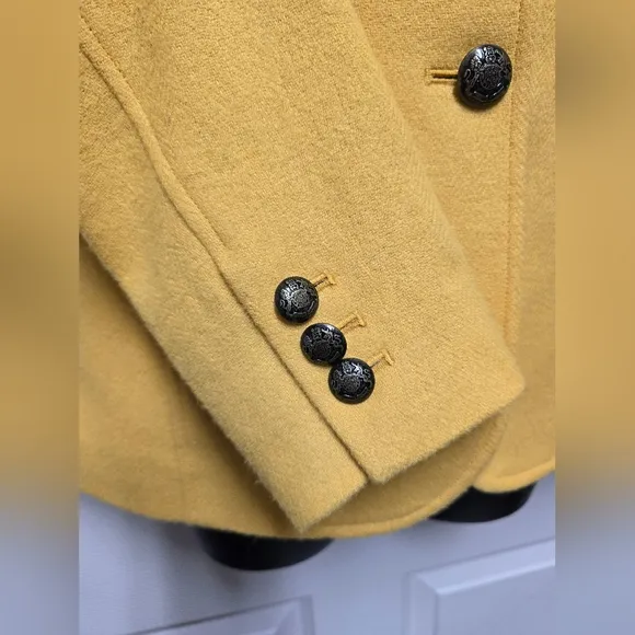 Talbots Womens 6 Wool Blend Blazer Jacket Yellow Lapel Coat Fully Lined