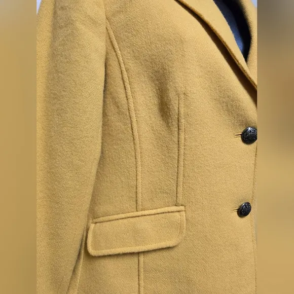 Talbots Womens 6 Wool Blend Blazer Jacket Yellow Lapel Coat Fully Lined