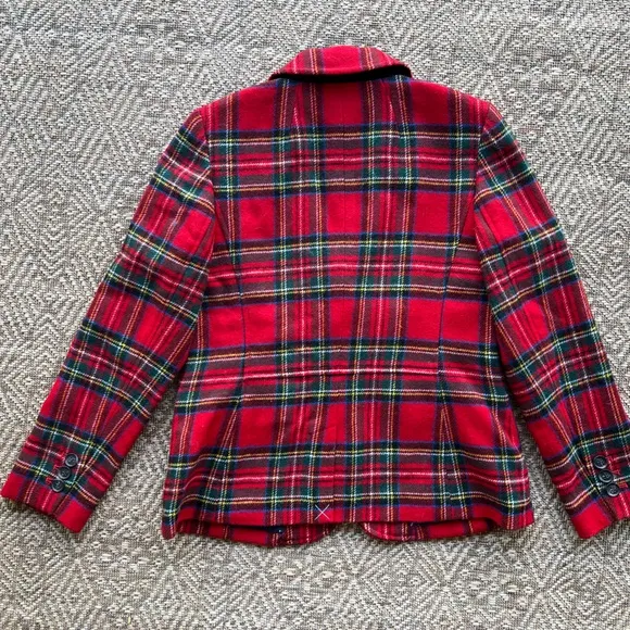 Talbots Women's Holiday Tartan Blazer Red Green Plaid Wool Blend 6p