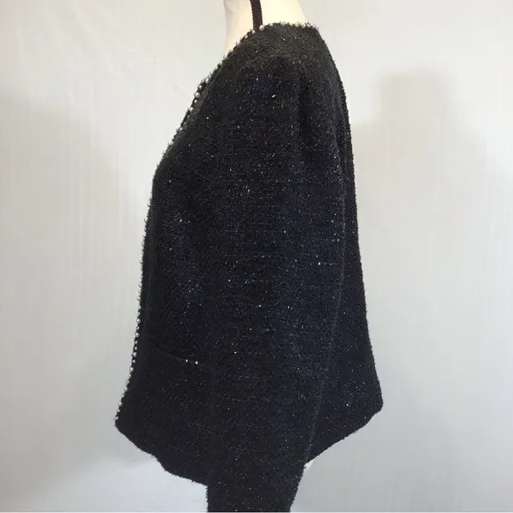 Talbots Womens Tweed Blazer Size 10 Boucle Jacket Pearl Trim Wool Blend Shimmer
