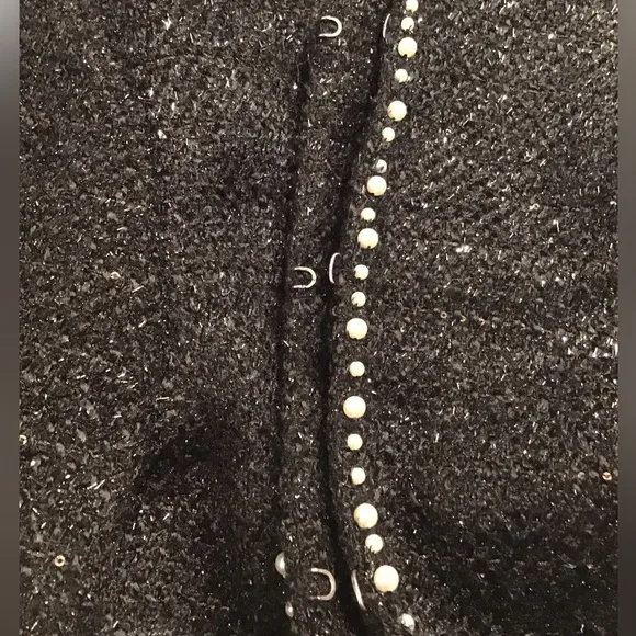 Talbots Womens Tweed Blazer Size 10 Boucle Jacket Pearl Trim Wool Blend Shimmer