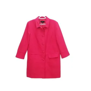 TALBOTS Tweed 3/4 Sleeve Hot Pink Longline Cotton Barbie Peacoat Blazer Jacket