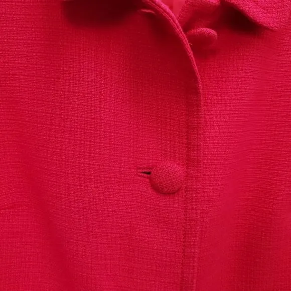 TALBOTS Tweed 3/4 Sleeve Hot Pink Longline Cotton Barbie Peacoat Blazer Jacket