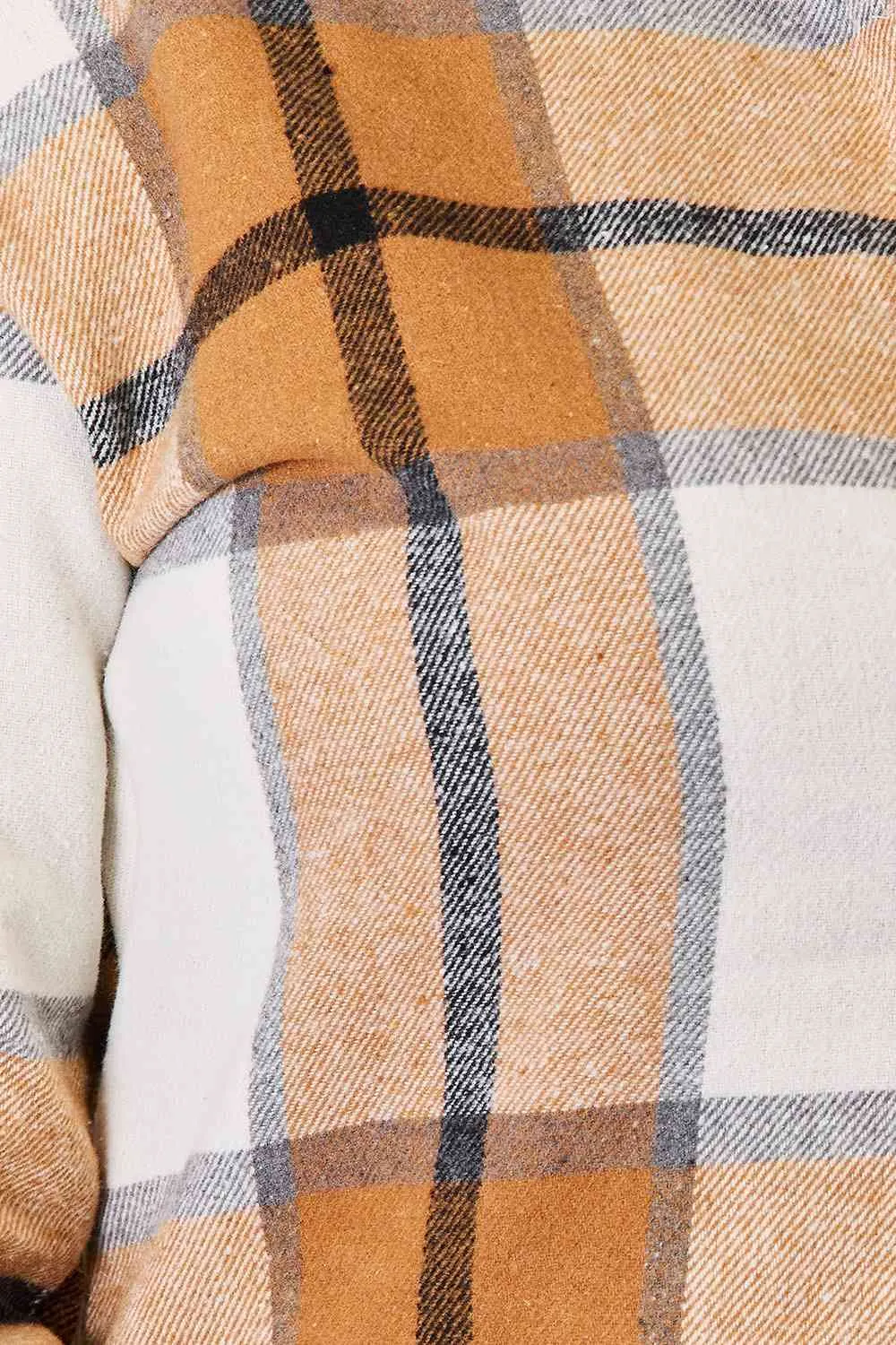 Tan Plaid Print Dropped Shoulder Shirt