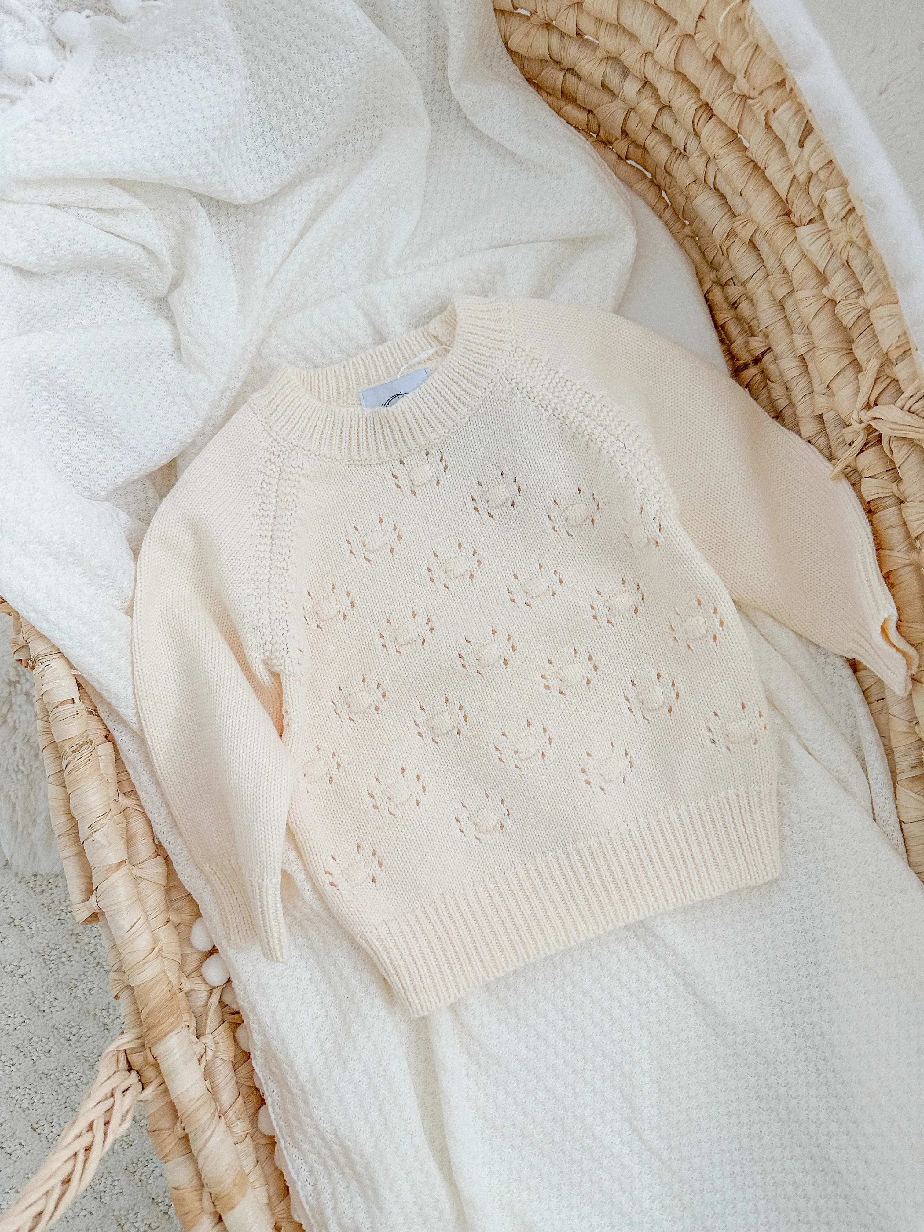 Textured Knit Sweater - Powder