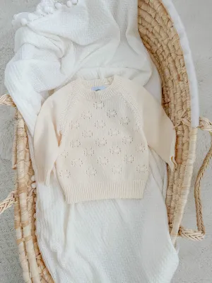Textured Knit Sweater - Powder