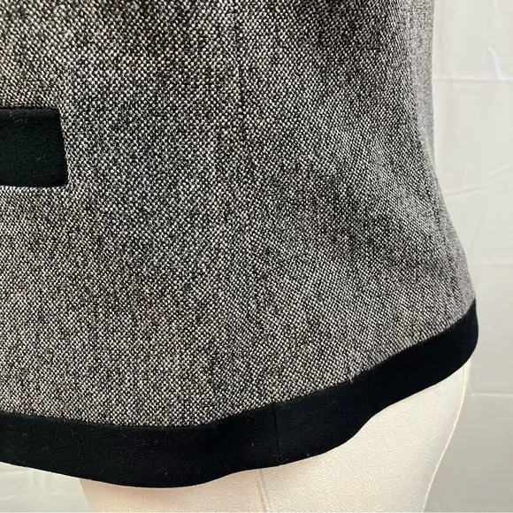 The Limited Faux Tweed Blazer Jacket Snap Front Collarless Gray Black Womens 2