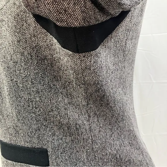 The Limited Faux Tweed Blazer Jacket Snap Front Collarless Gray Black Womens 2