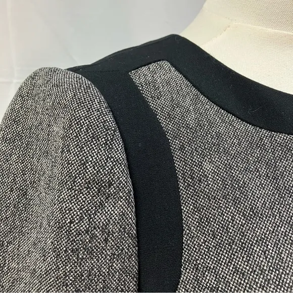 The Limited Faux Tweed Blazer Jacket Snap Front Collarless Gray Black Womens 2