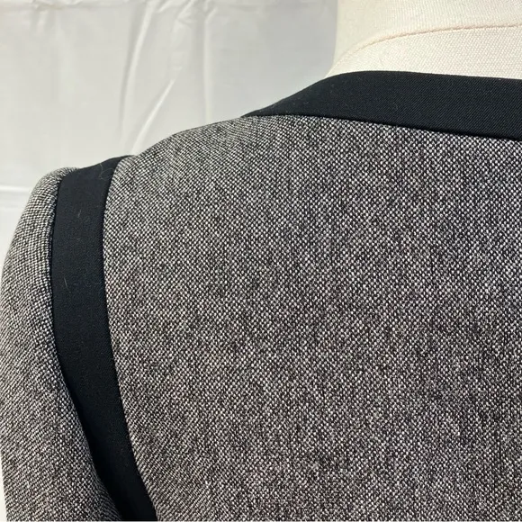 The Limited Faux Tweed Blazer Jacket Snap Front Collarless Gray Black Womens 2