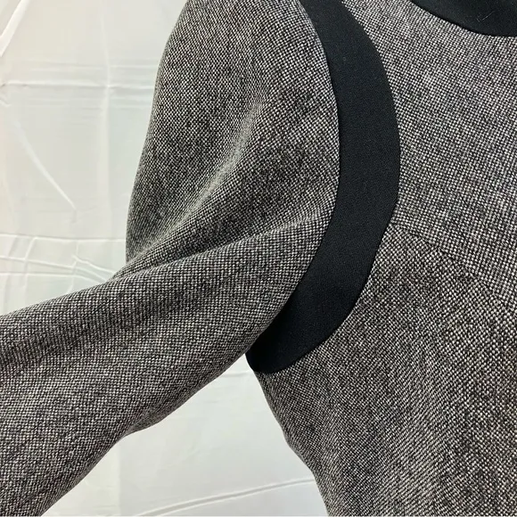 The Limited Faux Tweed Blazer Jacket Snap Front Collarless Gray Black Womens 2