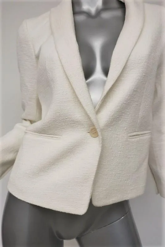 Theory Blazer Lynn Vizela Cream Tweed Size 00 One-Button Jacket