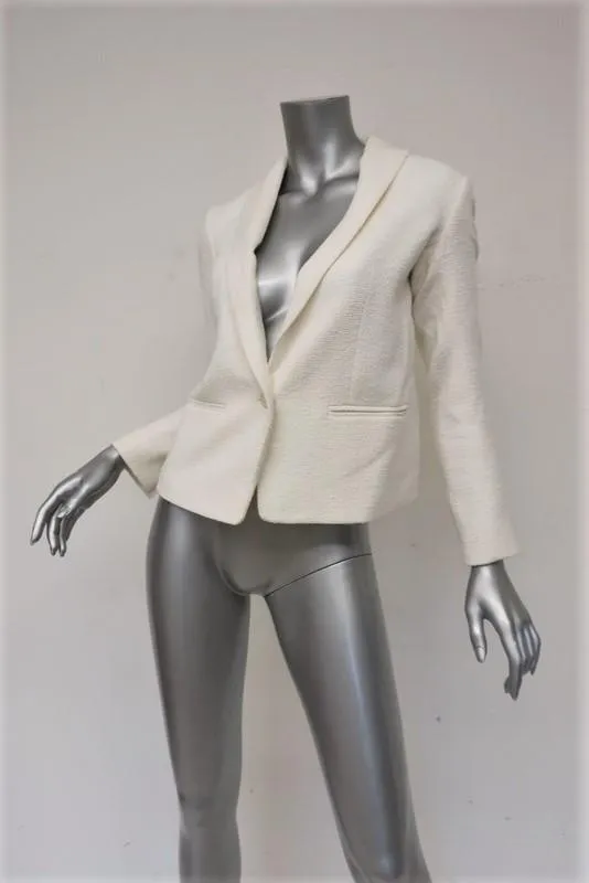 Theory Blazer Lynn Vizela Cream Tweed Size 00 One-Button Jacket