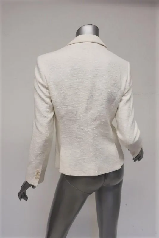 Theory Blazer Lynn Vizela Cream Tweed Size 00 One-Button Jacket