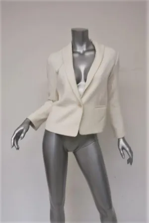 Theory Blazer Lynn Vizela Cream Tweed Size 00 One-Button Jacket
