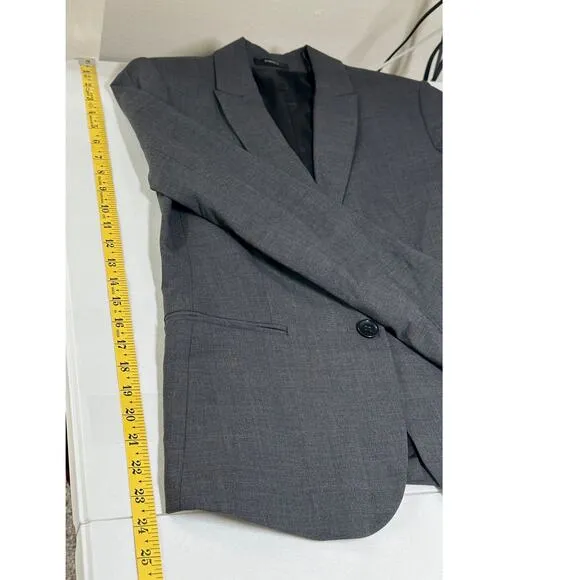 Theory Jacket Womens 2 Gray Nichelle Sevona Blazer Wool Stretch Preppy Academia