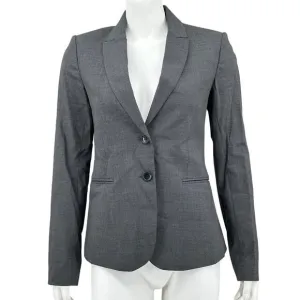 Theory Jacket Womens 2 Gray Nichelle Sevona Blazer Wool Stretch Preppy Academia