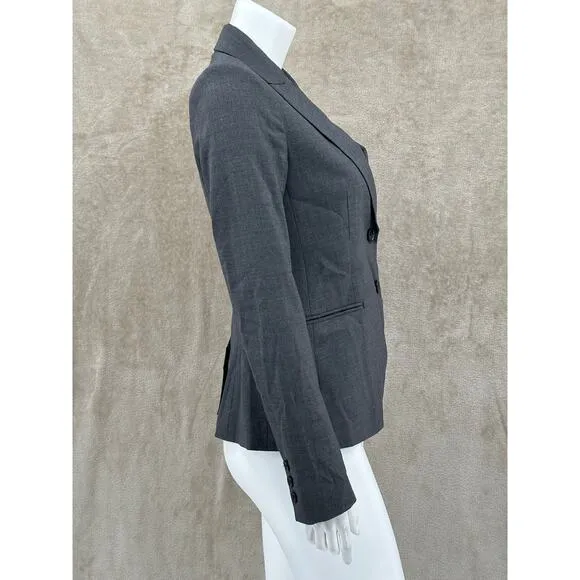 Theory Jacket Womens 2 Gray Nichelle Sevona Blazer Wool Stretch Preppy Academia