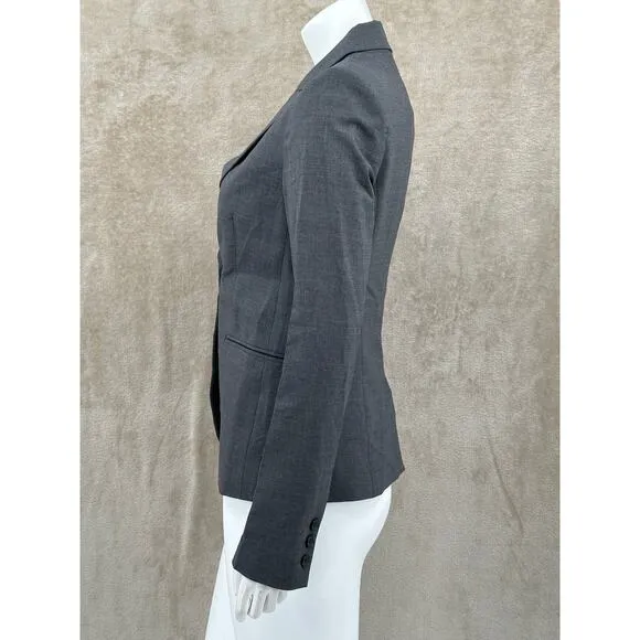Theory Jacket Womens 2 Gray Nichelle Sevona Blazer Wool Stretch Preppy Academia
