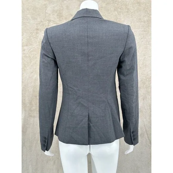 Theory Jacket Womens 2 Gray Nichelle Sevona Blazer Wool Stretch Preppy Academia