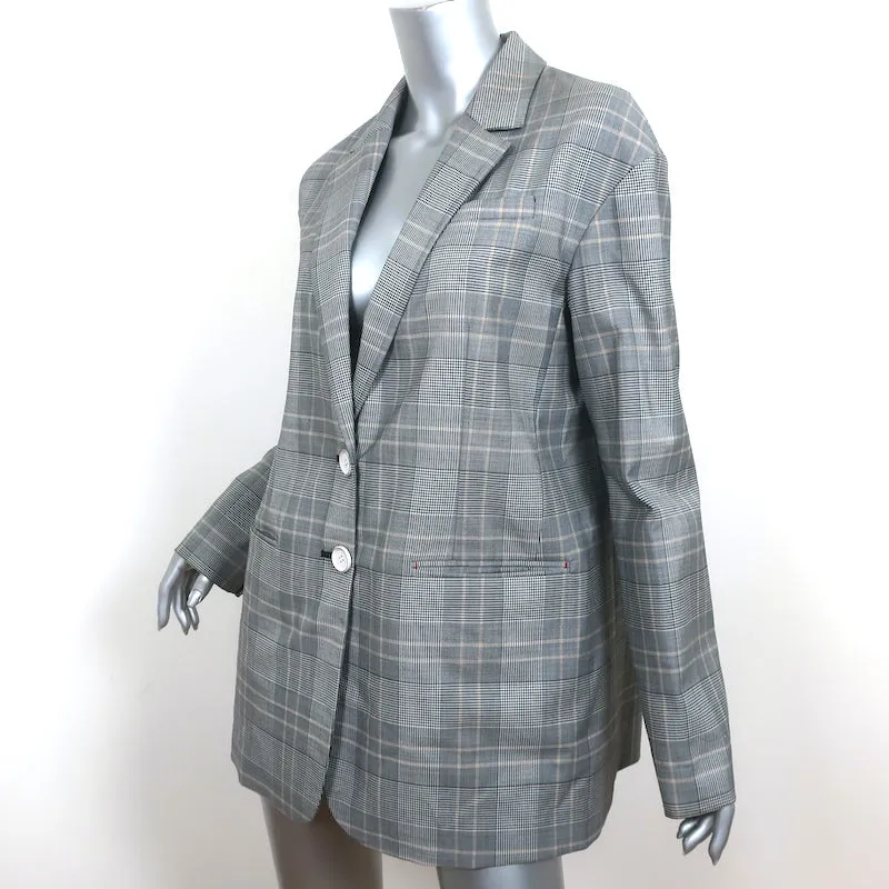 Tibi Oversize Blazer Jasper Gray Checked Wool-Blend Size 6 Two Button Jacket