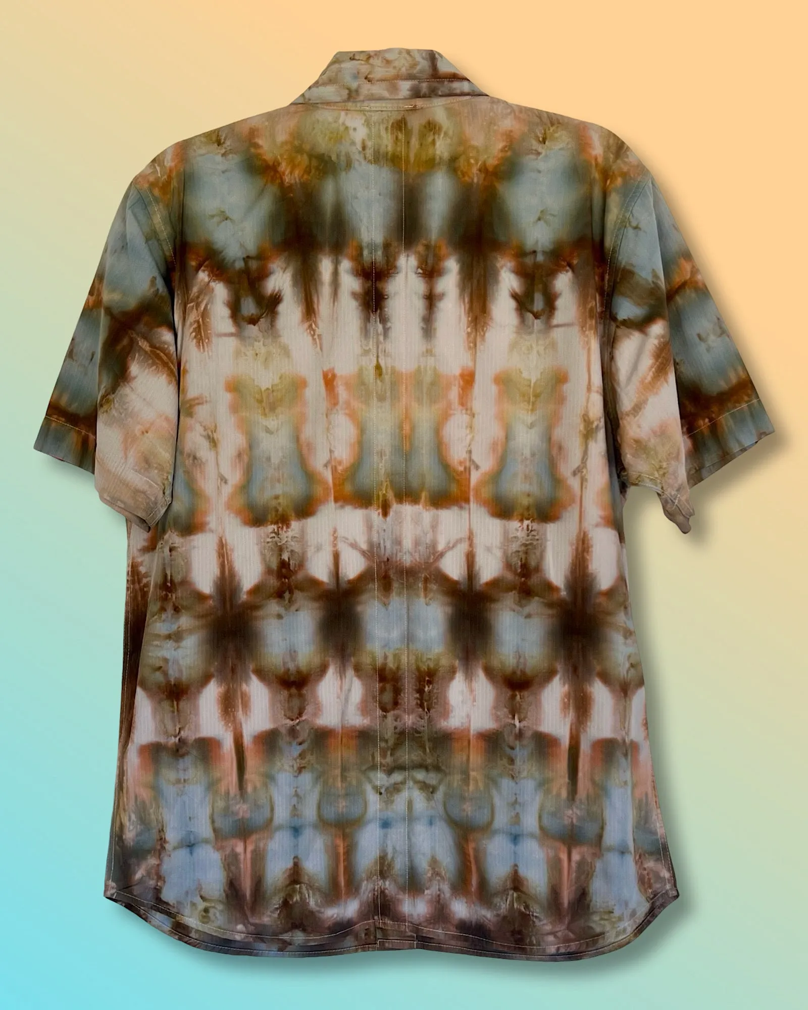 Tie Dye Short Sleeve Men's Button Down Shirt - Small