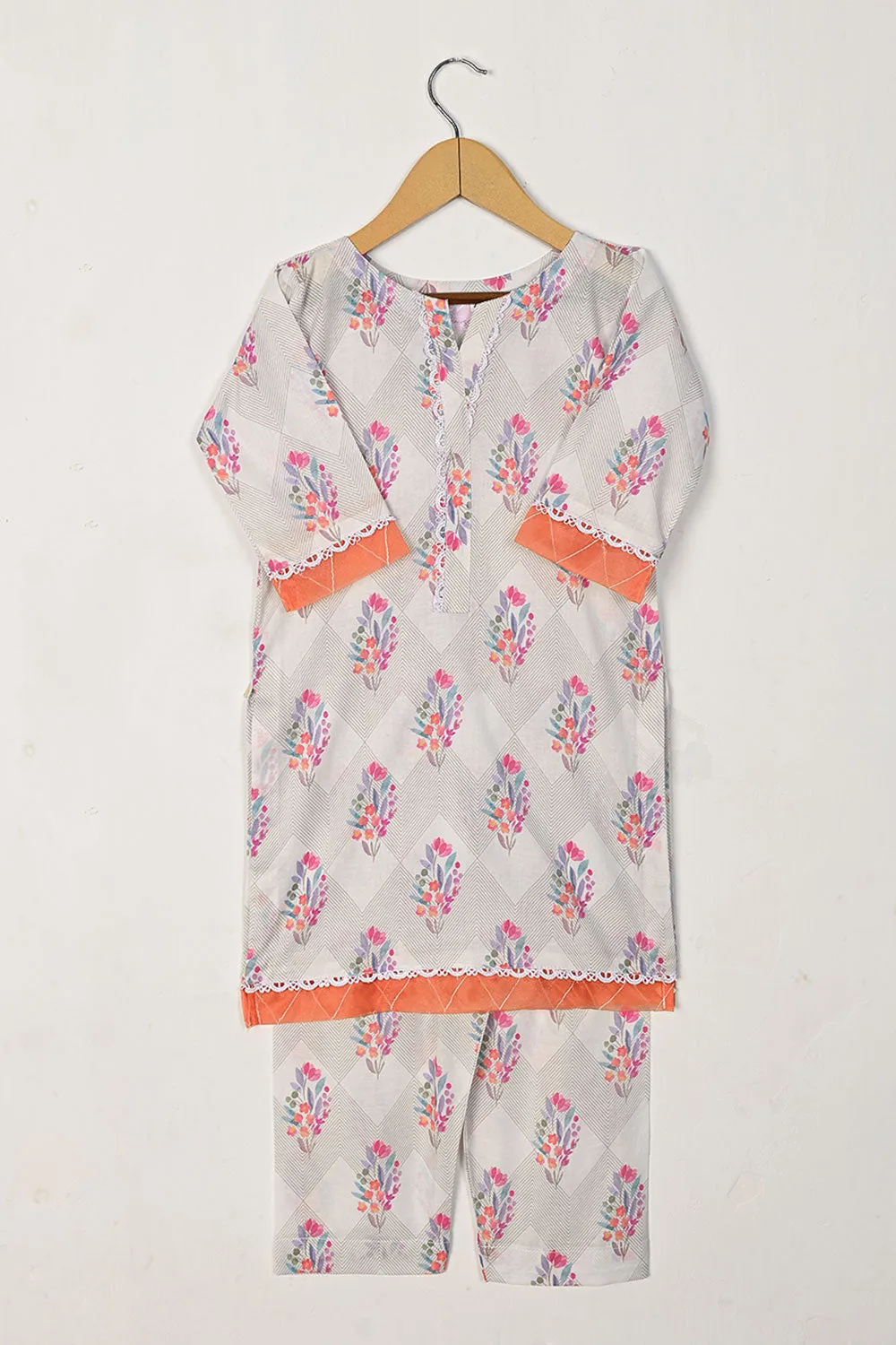 TKF-104-PINK - Kids 2Pc Digital Printed Lawn Dress