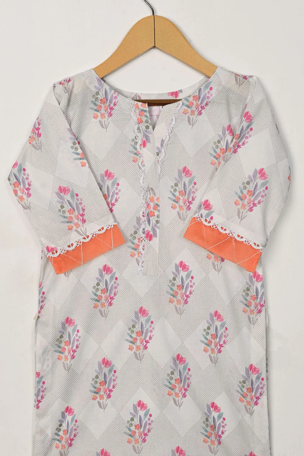 TKF-104-PINK - Kids 2Pc Digital Printed Lawn Dress