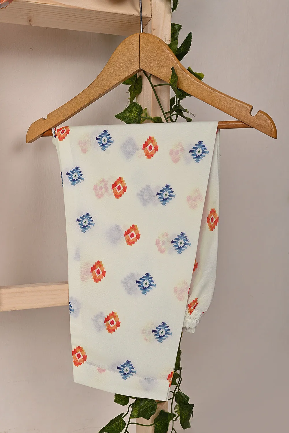 TKF-281-Off White - Kids 2Pc Ready to Wear Digital Printed Cotton Dress