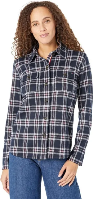 Tommy Hilfiger Knit Shacket Plaid Shirt Hillside Plaid / Sky Captain Blue L
