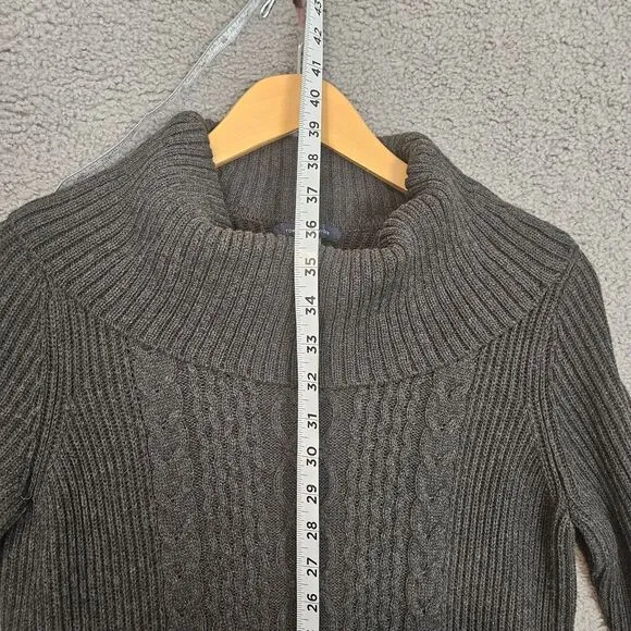Tommy Hilfiger Sweater Dress S Black Gray Cowl Neck Cable Knit Tunic Colorblock