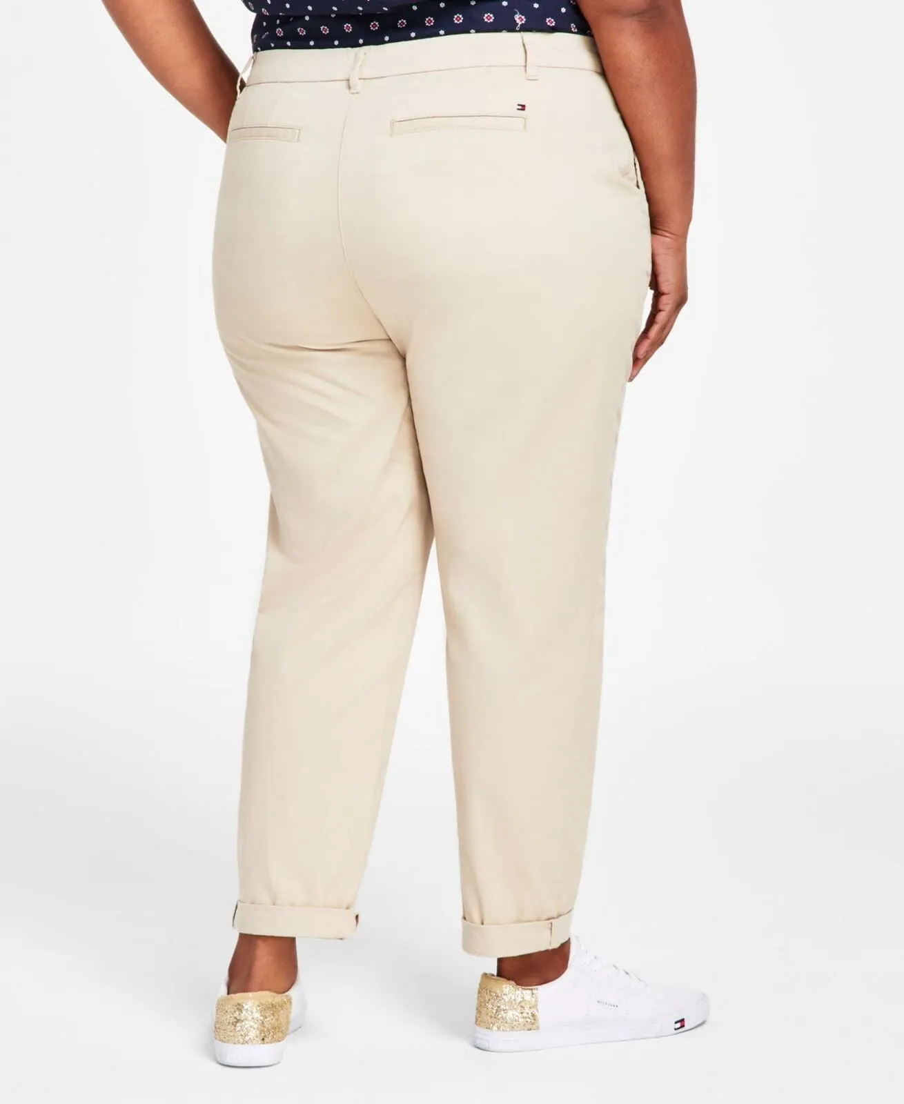 Tommy Hilfiger Womens Plus Size Hampton Chino Pants W7RK0035 Khaki Brown 24W