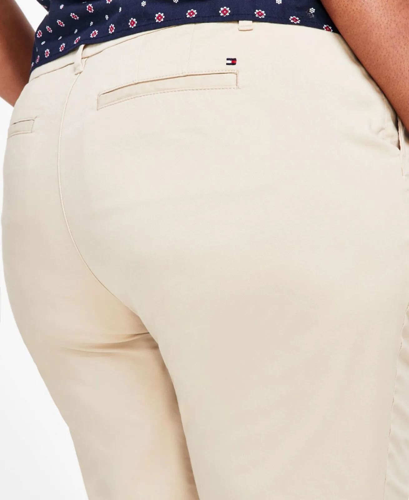Tommy Hilfiger Womens Plus Size Hampton Chino Pants W7RK0035 Khaki Brown 24W