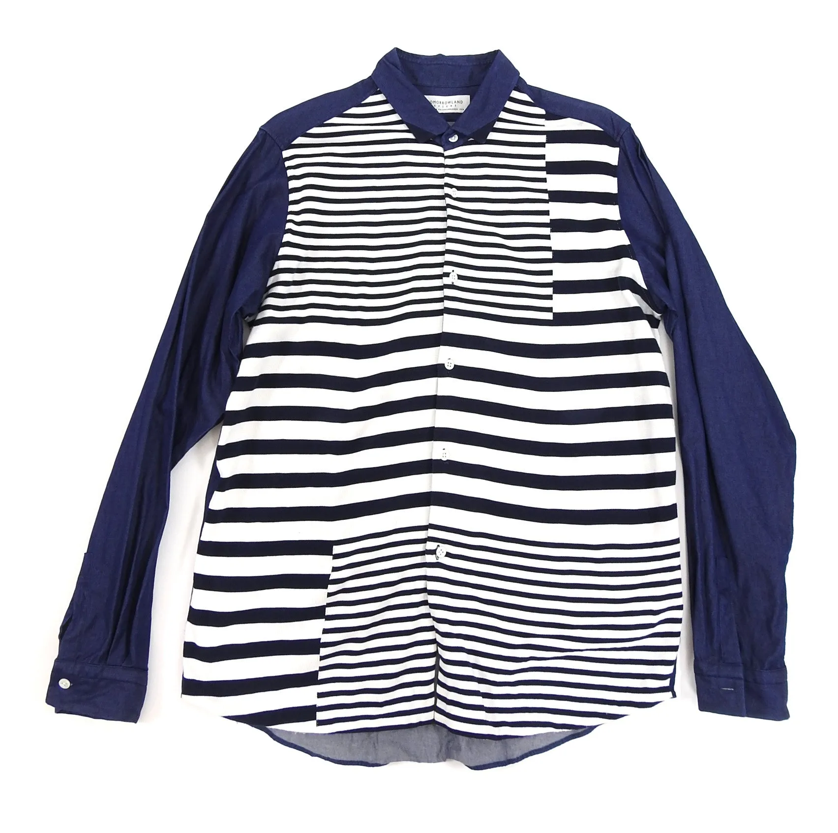 Tomorrowland Tricot Blue and White Denim Knit Stripe Shirt - M