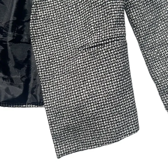 Topshop Textured Open Front Tweed Blazer Black/White Size 4