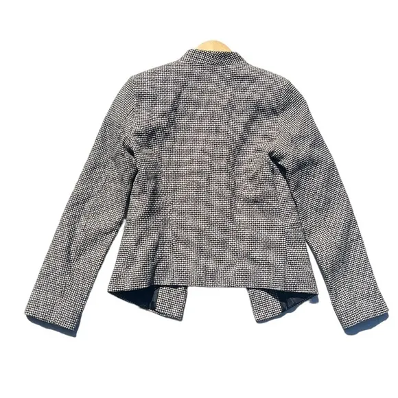 Topshop Textured Open Front Tweed Blazer Black/White Size 4