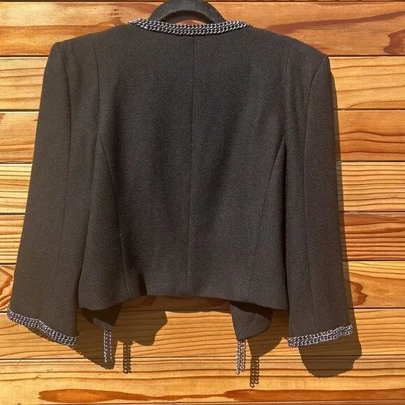 Tweed-Like Wool Blazer with Chains