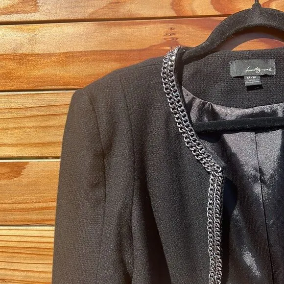 Tweed-Like Wool Blazer with Chains